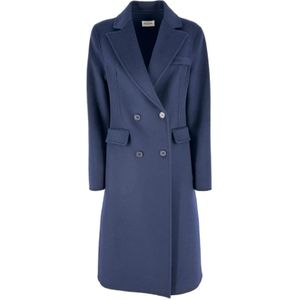 P.a.r.o.s.h., Blauwe Dubbele Jas voor Vrouwen Blauw, Dames, Maat:M