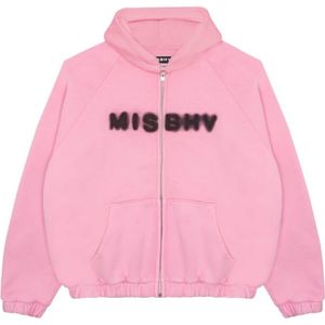 Misbhv, Sweatshirts & Hoodies, Dames, Roze, XL, Katoen, Roze Hoodie met Logo Print
