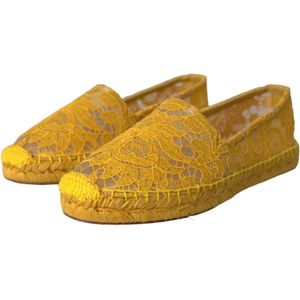 Dolce & Gabbana, Schoenen, Dames, Geel, 35 EU, Gele Kant Espadrille Loafers Platte Schoenen