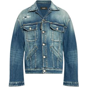 Dsquared2, Jassen, Heren, Blauw, 3Xl, Denim, Denim jas