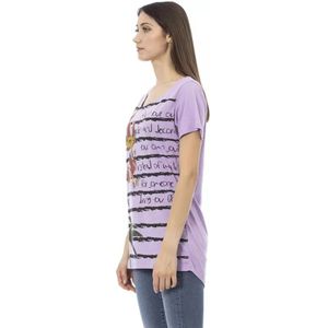 Trussardi, Tops, Dames, Paars, S, Katoen, Chique Paars T-shirt met Ronde Hals