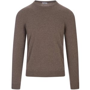 Fedeli, Truien, Heren, Bruin, 2Xl, Bruine Cashmere Crew Neck Sweater