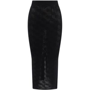 Dolce & Gabbana, Rokken, Dames, Zwart, S, Polyester, Zwarte rok met hoge taille en split aan de achterkant