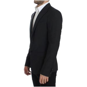 Dolce & Gabbana, Pakken, Heren, Zwart, L, Wol, Slim Fit Wol Blazer