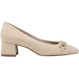 Tamaris, Moderne leren pumps met blokhak Beige, Dames, Maat:39 EU