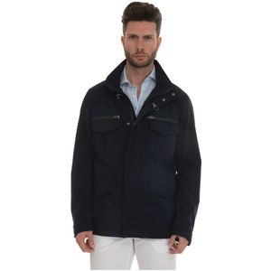 Fay, Jassen, Heren, Blauw, S, Polyester, Field jacket