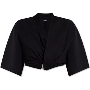 Jacquemus, Tops, Dames, Zwart, M, Katoen, Cropped top