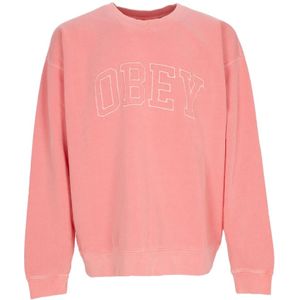 Obey, Sweatshirts & Hoodies, Heren, Roze, L, Zware Crew Fleece Sweatshirt