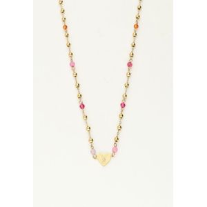 Kette mit rosa Perlen und Herz