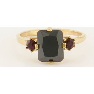 Vintage Statement Ring mit schwarzem Kristall