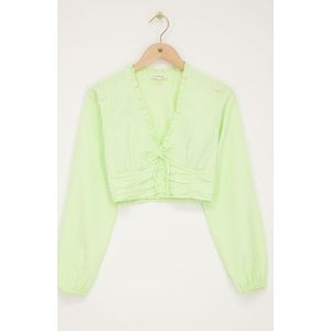 Grünes Crop Oberteil mit Rüschen und Smock