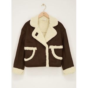 Teddyjacke aus braunem Wildleder