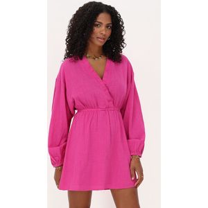 Pinkes Kleid in Leinenoptik