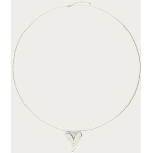 Lange Kette mit Herz-Anhänger und Kunstperlen