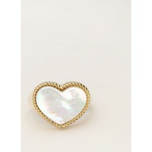 Statement Ring mit Perlmutt-Herz