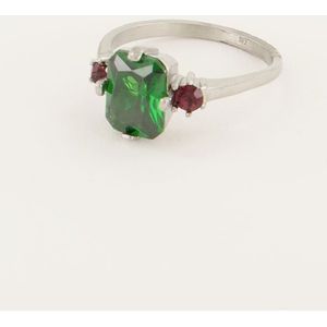 Vintage Statement Ring mit grünem Kristall
