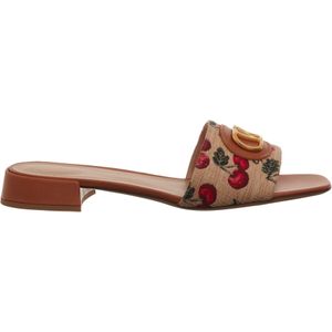 Valentino Garavani Sandalen - Slide Rafia Jaquard in bruin