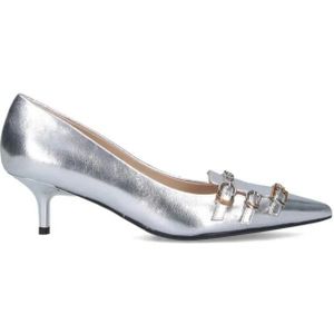 Pinko Hoge hakken - Pointed Slip-On Pumps With Metallic Silver Leather in zilver