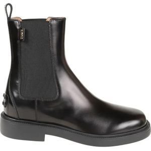 Tod's Boots - Polished Leather Ankle Boots With Elastic Side Pan in zwart