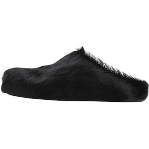 Marni Slippers & Mules - Black Calf Hair Fussbett Sabot in zwart