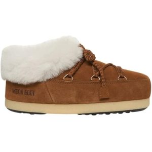 Moonboot Slippers & Mules - Suede Mules With Braided Lace Detail And Plush Fur in bruin