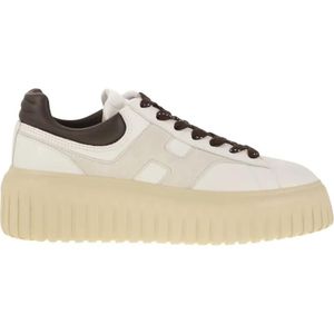 Hogan Low-Top Sneakers - H-Stripes Leather Trainers in beige