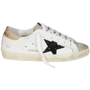 Golden Goose Low-Top Sneakers - Superstar Leathere Upper Glitter Star Sneakers in beige