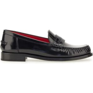 - Black Leather Loafers in zwart