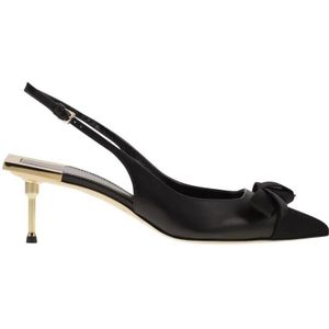 Elisabetta Franchi Sandalen - Nappa Leather Slingback With Satin Bow in zwart