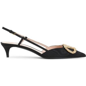 Valentino Garavani Hoge hakken - Black Viscose Slingback Pumps in zwart