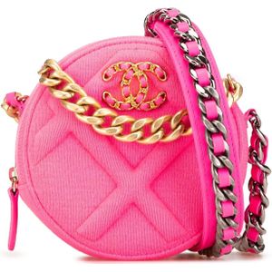 Chanel Clutches - 2019 Jersey 19 Round Clutch on Chain in poeder roze
