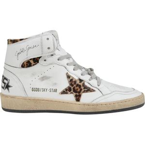 Golden Goose Low-Top Sneakers - White High-Top Sneakers With Leopard Print in wit