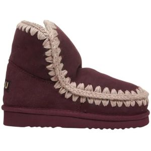 Mou Boots - Eskimo Ankle Boots In Deep Burgundy Suede in zwart