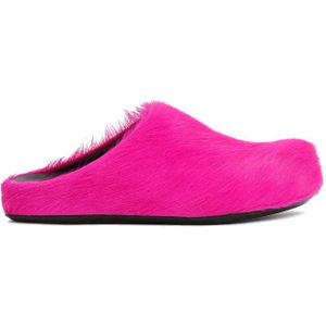 Marni Slippers & Mules - Fuchsia Calf Hair Fussbett Mules in roze