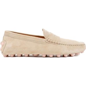 - Natural Beige Suede Leather Loafers in beige