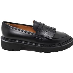 - Fringe Detail Leather Moccasin With Cushioned Inte in zwart