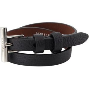 Alexander McQueen Armbanden - Cross-Bar Bracelet - Leather - Black in black