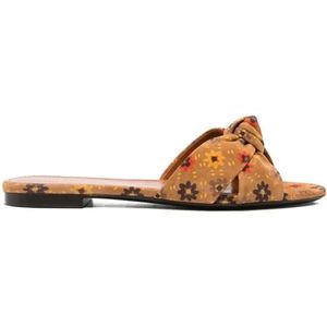 Saint Laurent Sandalen - Bianca Knotted Suede Slides in bruin