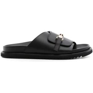 Doucal's Sandalen - Logo-Buckle Leather Slides in zwart
