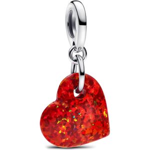 Pandora Charms - Heart sterling silver dangle with red lab-created in silver