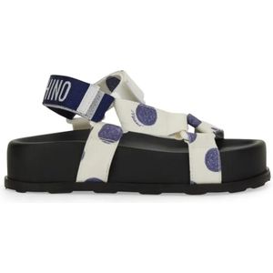 Moschino Sandalen - Polka Dot Wide Strap Sandals in zwart