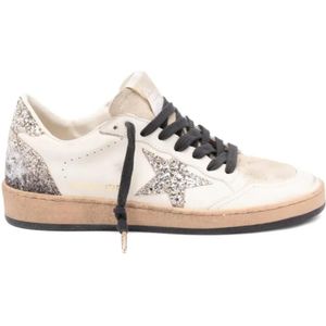 Golden Goose Low-Top Sneakers - Ball Star Glitter-Star Sneakers in beige
