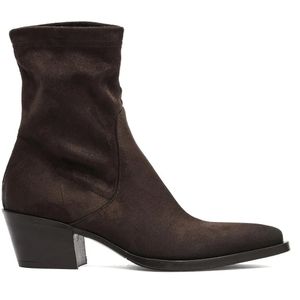 Strategia Boots - Brown Suede Ankle Boots With Pointed Toe And Mid-H in bruin