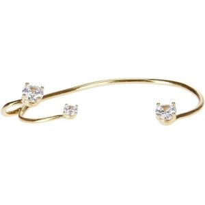 Panconesi Oorbellen - Curved Silver Earring With Zircon Accents in gold