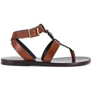 Saint Laurent Sandalen - Calf Leather Flip Flop Sandals in bruin
