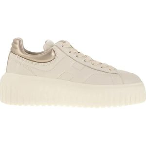 Hogan Low-Top Sneakers - H-Stripes Leather Trainers in beige
