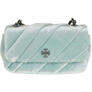 Tory Burch Hobo bags - Blue Kira Draped Velvet Mini Flap Bag in blauw