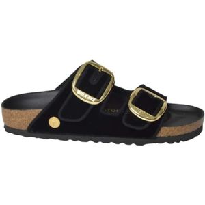 Birkenstock Sandalen - Open-Toe Sandals With Gold Buckle Accents in zwart