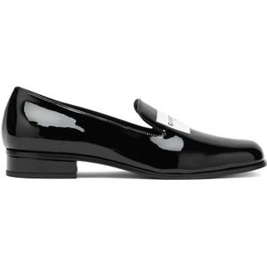 - Polished Black Calf Leather Loafers in zwart
