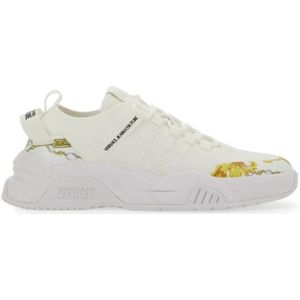 Versace Jeans Couture Low-Top Sneakers - White Sneakers With Bold Logo And Textured Upper in wit